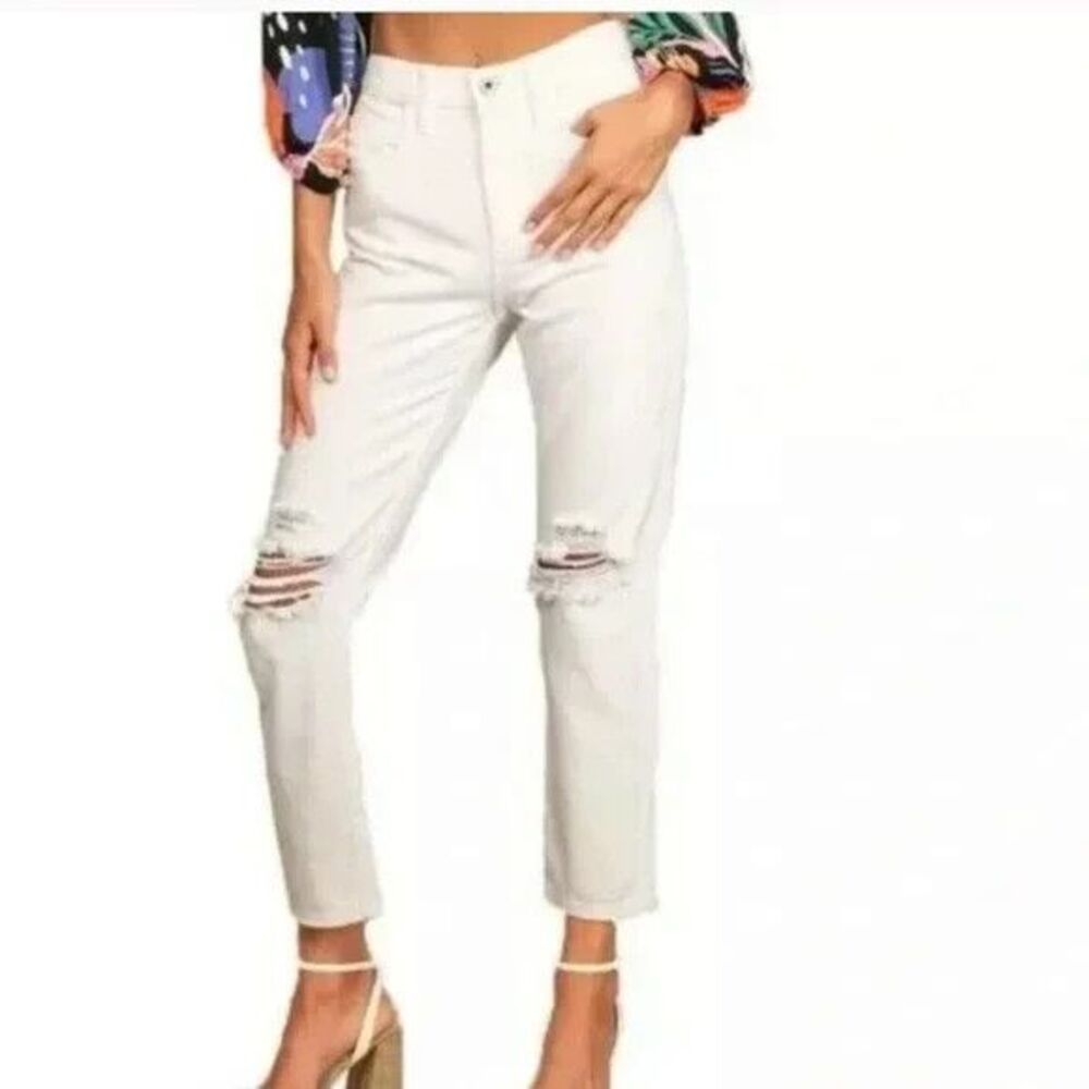 AFRM High Rise Ankle Jeans Womens SIze 24 White Denim Skinny Distressed NEW